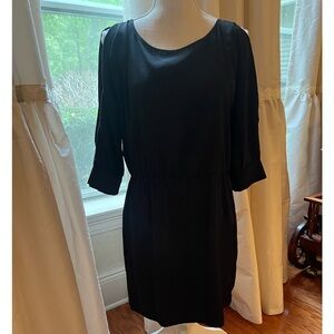 Glam brand medium Black Mini Dress with Scoop Neck and Three-Quarter Sleeves